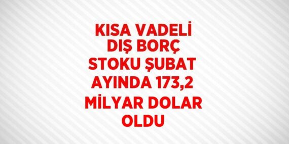 KISA VADELİ DIŞ BORÇ STOKU ŞUBAT AYINDA 173,2 MİLYAR DOLAR OLDU