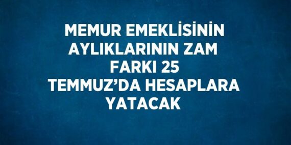MEMUR EMEKLİSİNİN AYLIKLARININ ZAM FARKI 25 TEMMUZ’DA HESAPLARA YATACAK