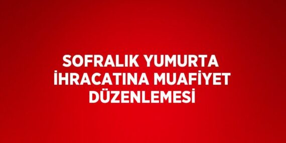 SOFRALIK YUMURTA İHRACATINA MUAFİYET DÜZENLEMESİ