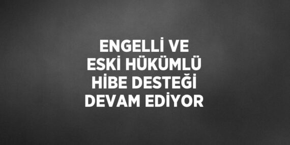 ENGELLİ VE ESKİ HÜKÜMLÜ HİBE DESTEĞİ DEVAM EDİYOR
