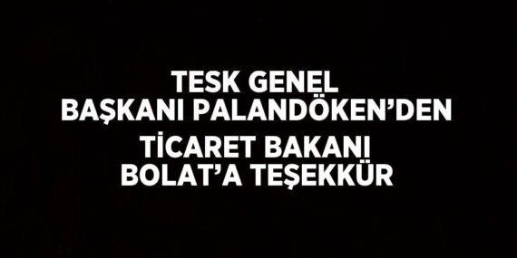 TESK GENEL BAŞKANI PALANDÖKEN’DEN TİCARET BAKANI BOLAT’A TEŞEKKÜR