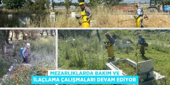 MEZARLIKLARDA BAKIM VE İLAÇLAMA ÇALIŞMALARI DEVAM EDİYOR