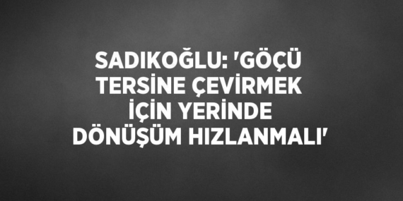 SADIKOĞLU: ‘GÖÇÜ TERSİNE ÇEVİRMEK İÇİN YERİNDE DÖNÜŞÜM HIZLANMALI’