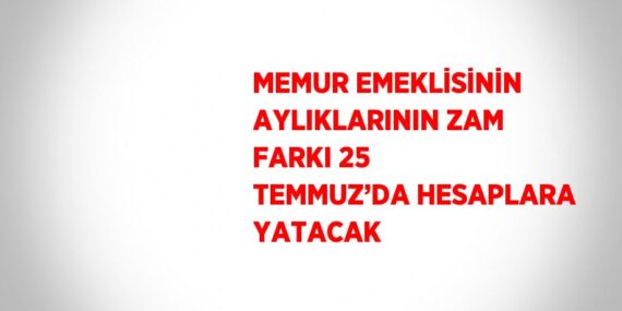 MEMUR EMEKLİSİNİN AYLIKLARININ ZAM FARKI 25 TEMMUZ’DA HESAPLARA YATACAK