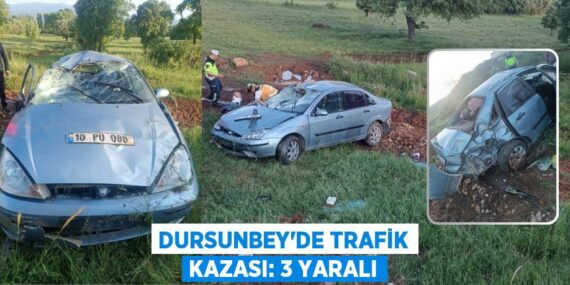 DURSUNBEY’DE TRAFİK KAZASI: 3 YARALI