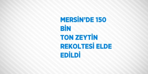MERSİN’DE 150 BİN  TON ZEYTİN REKOLTESİ ELDE EDİLDİ