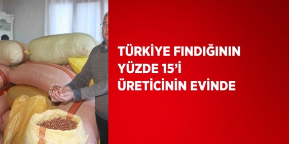 TÜRKİYE FINDIĞININ YÜZDE 15’İ ÜRETİCİNİN EVİNDE