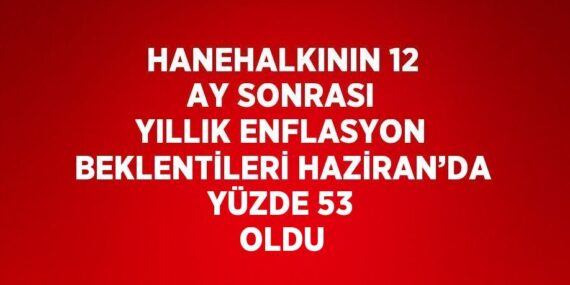 HANEHALKININ 12 AY SONRASI YILLIK ENFLASYON BEKLENTİLERİ HAZİRAN’DA YÜZDE 53 OLDU
