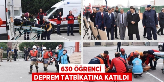 630 ÖĞRENCİ DEPREM TATBİKATINA KATILDI