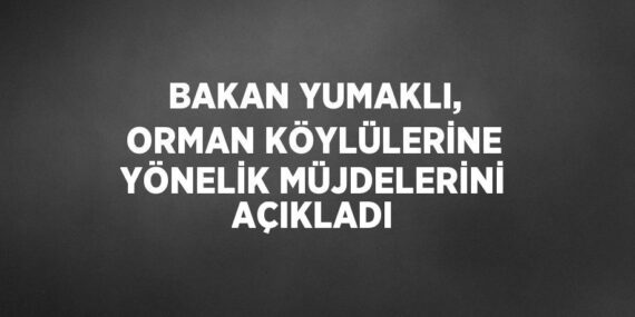 BAKAN YUMAKLI, ORMAN KÖYLÜLERİNE YÖNELİK MÜJDELERİNİ AÇIKLADI