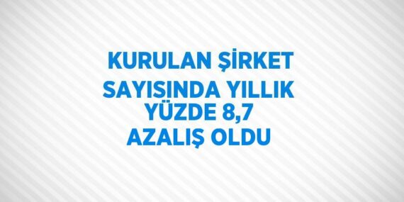 KURULAN ŞİRKET SAYISINDA YILLIK YÜZDE 8,7 AZALIŞ OLDU