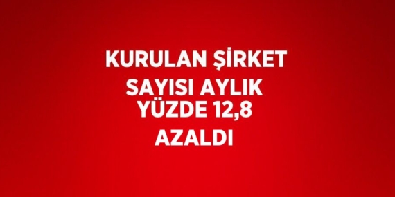 KURULAN ŞİRKET SAYISI AYLIK YÜZDE 12,8 AZALDI