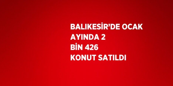 BALIKESİR’DE OCAK AYINDA 2 BİN 426 KONUT SATILDI