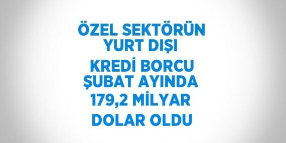 ÖZEL SEKTÖRÜN YURT DIŞI KREDİ BORCU ŞUBAT AYINDA 179,2 MİLYAR DOLAR OLDU