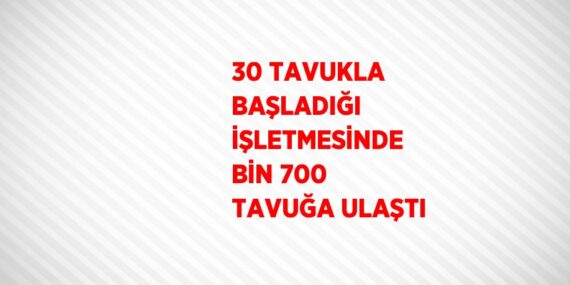 30 TAVUKLA BAŞLADIĞI İŞLETMESİNDE BİN 700 TAVUĞA ULAŞTI
