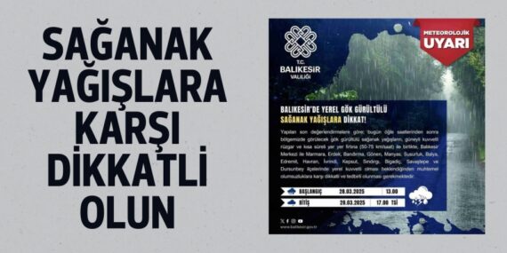 SAĞANAK YAĞIŞLARA KARŞI DİKKATLİ OLUN