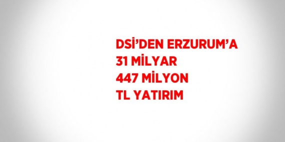 DSİ’DEN ERZURUM’A 31 MİLYAR 447 MİLYON TL YATIRIM