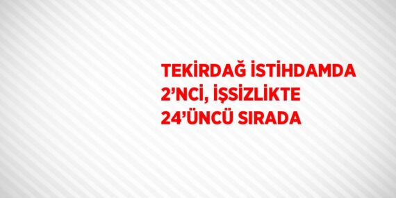 TEKİRDAĞ İSTİHDAMDA 2’NCİ, İŞSİZLİKTE 24’ÜNCÜ SIRADA