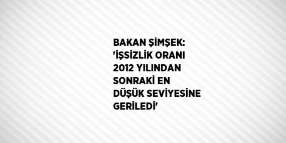 BAKAN ŞİMŞEK: ‘İŞSİZLİK ORANI 2012 YILINDAN SONRAKİ EN DÜŞÜK SEVİYESİNE GERİLEDİ’