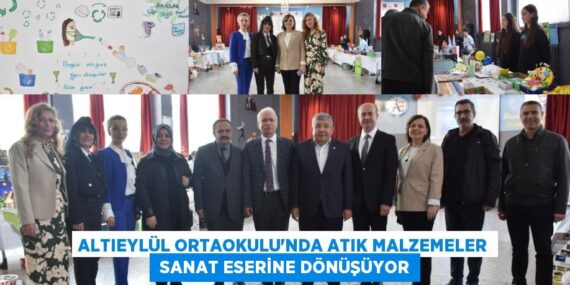 Altıeylül Ortaokulu’nda atık malzemeler  sanat eserine dönüşüyor