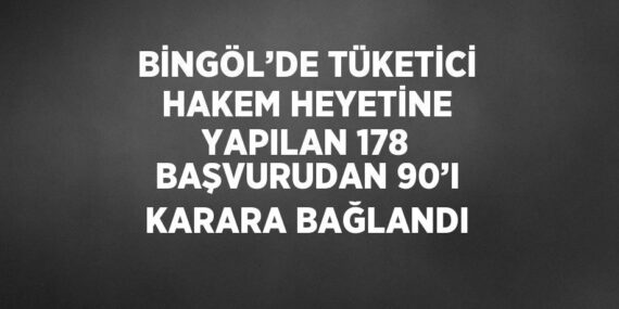 BİNGÖL’DE TÜKETİCİ HAKEM HEYETİNE YAPILAN 178 BAŞVURUDAN 90’I KARARA BAĞLANDI