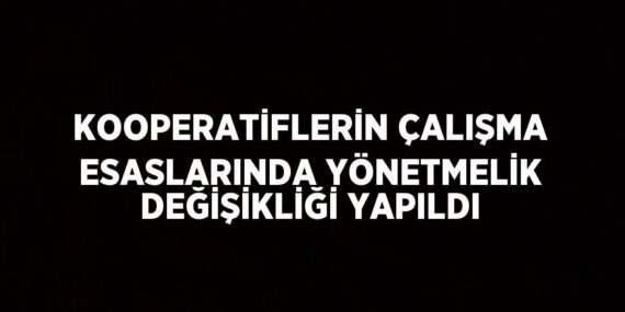 KOOPERATİFLERİN ÇALIŞMA ESASLARINDA YÖNETMELİK DEĞİŞİKLİĞİ YAPILDI