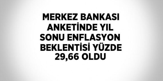 MERKEZ BANKASI ANKETİNDE YIL SONU ENFLASYON BEKLENTİSİ YÜZDE 29,66 OLDU