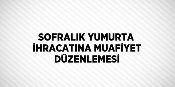 SOFRALIK YUMURTA İHRACATINA MUAFİYET DÜZENLEMESİ