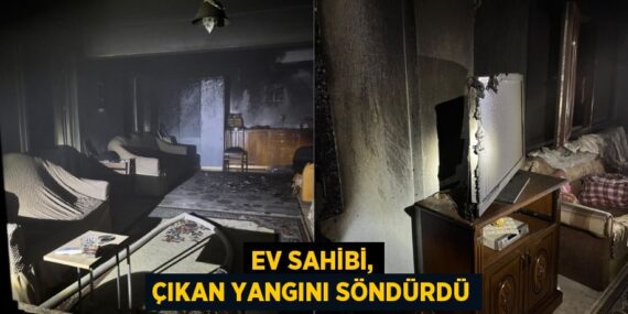 Ev sahibi, çıkan yangını söndürdü