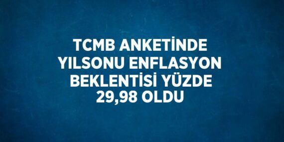 TCMB ANKETİNDE YILSONU ENFLASYON BEKLENTİSİ YÜZDE 29,98 OLDU