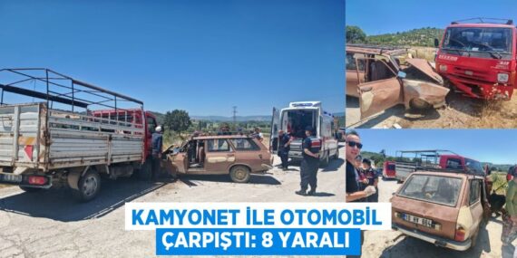 Kamyonet ile otomobil çarpıştı: 8 yaralı