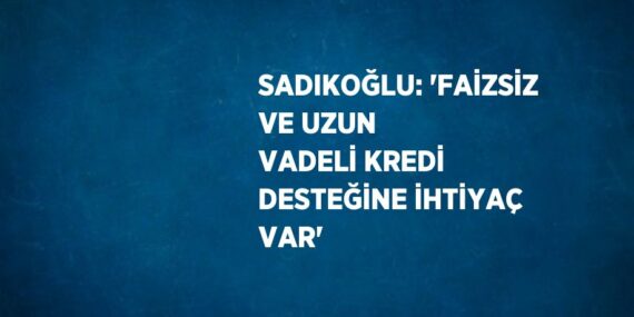 SADIKOĞLU: ‘FAİZSİZ VE UZUN VADELİ KREDİ DESTEĞİNE İHTİYAÇ VAR’