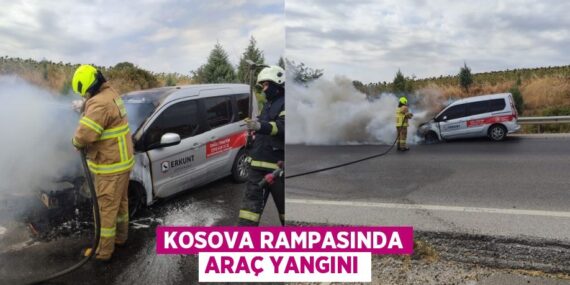 Kosova rampasında araç yangını