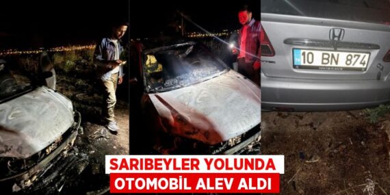Sarıbeyler yolunda otomobil alev aldı