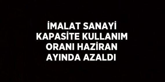 İMALAT SANAYİ KAPASİTE KULLANIM ORANI HAZİRAN AYINDA AZALDI