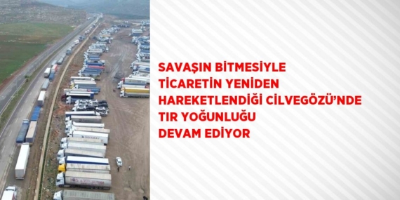 SAVAŞIN BİTMESİYLE TİCARETİN YENİDEN HAREKETLENDİĞİ CİLVEGÖZÜ’NDE TIR YOĞUNLUĞU DEVAM EDİYOR