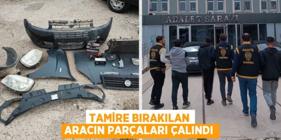 TAMİRE BIRAKILAN ARACIN PARÇALARI ÇALINDI