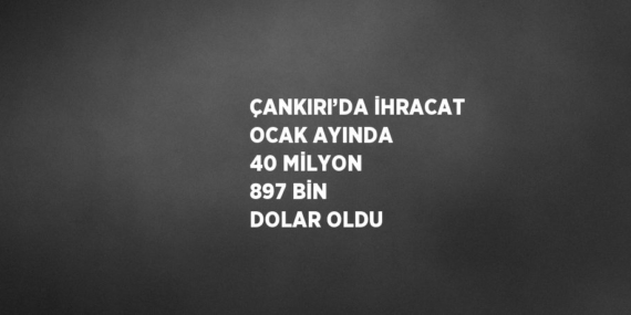 ÇANKIRI’DA İHRACAT OCAK AYINDA 40 MİLYON 897 BİN DOLAR OLDU