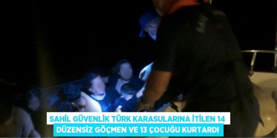 SAHİL GÜVENLİK TÜRK KARASULARINA İTİLEN 14 DÜZENSİZ GÖÇMEN VE 13 ÇOCUĞU KURTARDI