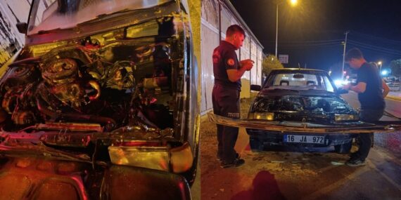 Edremit’te otomobil yangını