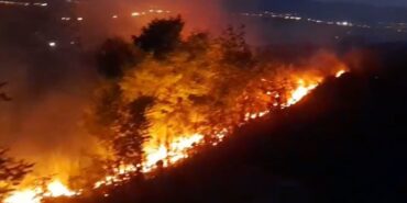 Ardahan’da anız ve fidanlık yangını geceyi aydınlattı