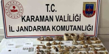 Karaman’da kenevir ve 63 adet fosil ele geçirildi