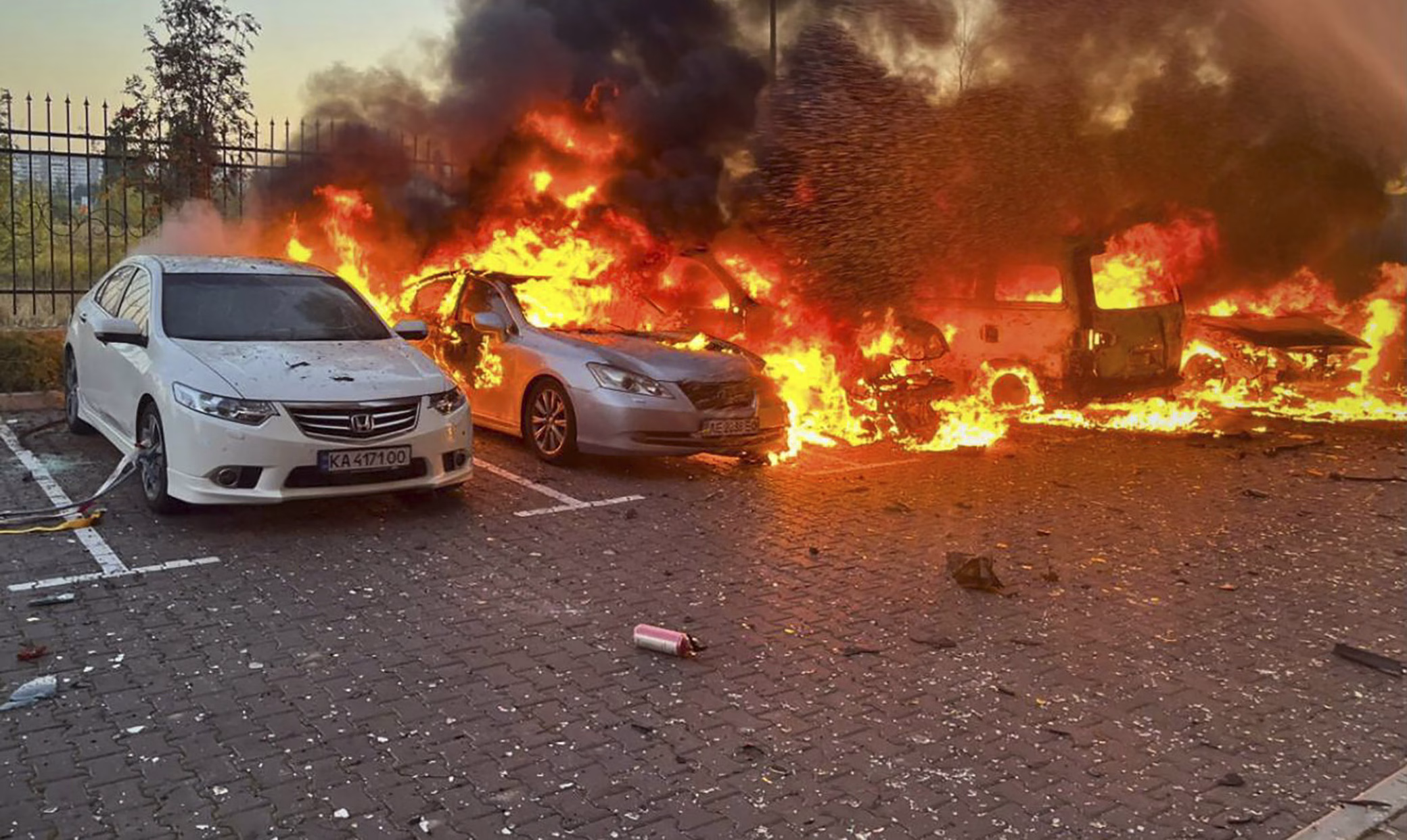 Aftermath of the overnight Russian drones shelling of Ukraine