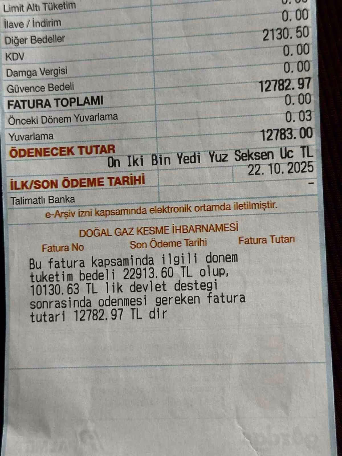 Kapaklı’da iki kişilik aileye 22 bin liralık doğal gaz şoku