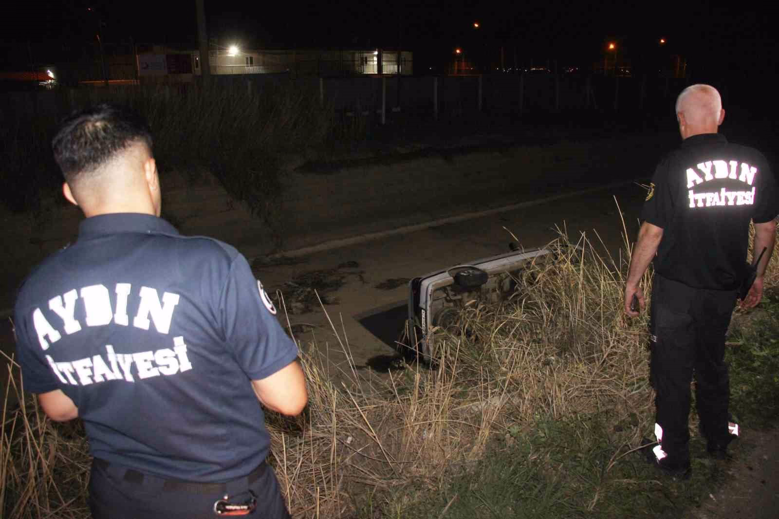 Aydın’da otomobil sulama kanalına uçtu: 2 yaralı