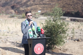 Bursa'da orman yangınında zarar gören alanlara Bursasporlu sporcular fidan dikti