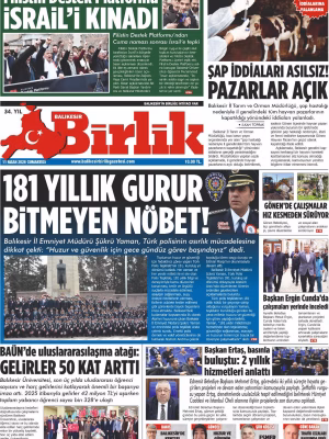 11 NİSAN BİRLİK 1.SAYFA