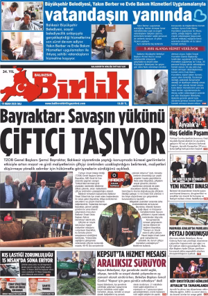 14 NİSAN BİRLİK 1.SAYFA