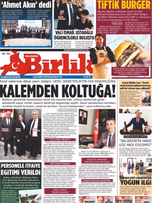 20 NİSAN BİRLİK 1.SAYFA