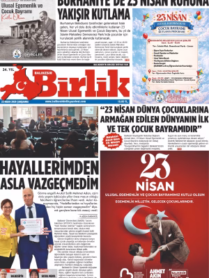 22 NİSAN BİRLİK 1.SAYFA